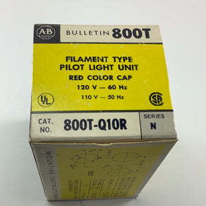 800T-Q10R - Allen-Bradley 120 Volt Pilot Light, RED,
Filament Type