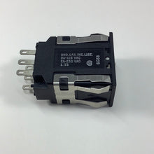 Load image into Gallery viewer, Honeywell AML24EBA2AC05 Rocker Switch, DPDT, On-Off-On, Silver, Double Pole, rectangular, Snap-In, MOMENTARY ACTION
