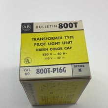 Load image into Gallery viewer, 800T-P16G - Allen-Bradley Pilot Light, 120Vac, GREEN, Transformer Type