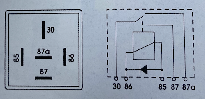 12vdc automotive relay SPDT w Diode - 41075