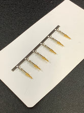 Load image into Gallery viewer, 170359-3 -C - AMP - CONN PIN 22-26AWG GOLD CRIMP, Chain Form, 100 contacts per package. Quantity Shown Available = 100 Packs.
