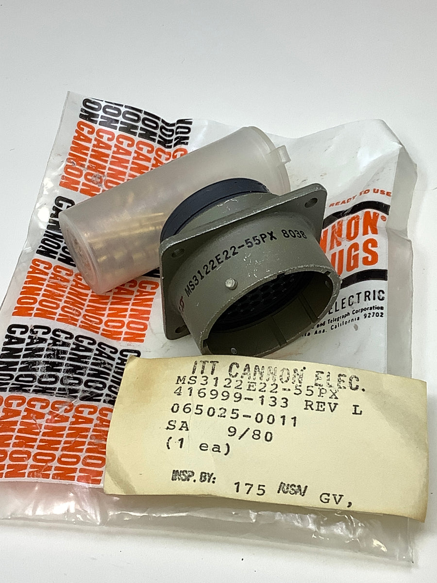 MS3122E22-55PX - ITT CANNON - 55 Position Circular Connector Receptacl