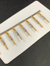 Load image into Gallery viewer, 66102-9 -25 - AMP - CONN PIN 20-24AWG GOLD CRIMP, Chain Form, 25 contacts per package. Quantity Shown Available = 25 Packs.
