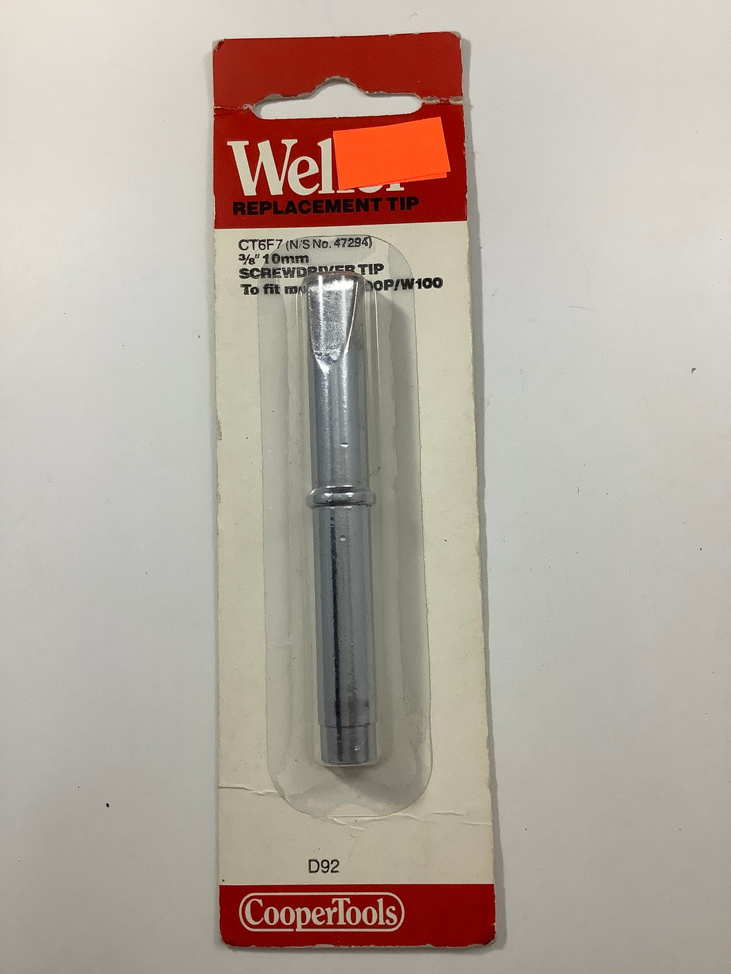 CT6F7 - WELLER - Soldering Iron,Solid Copper Plate,Screwdriver,0.375 in,0.05 in,1.37 in