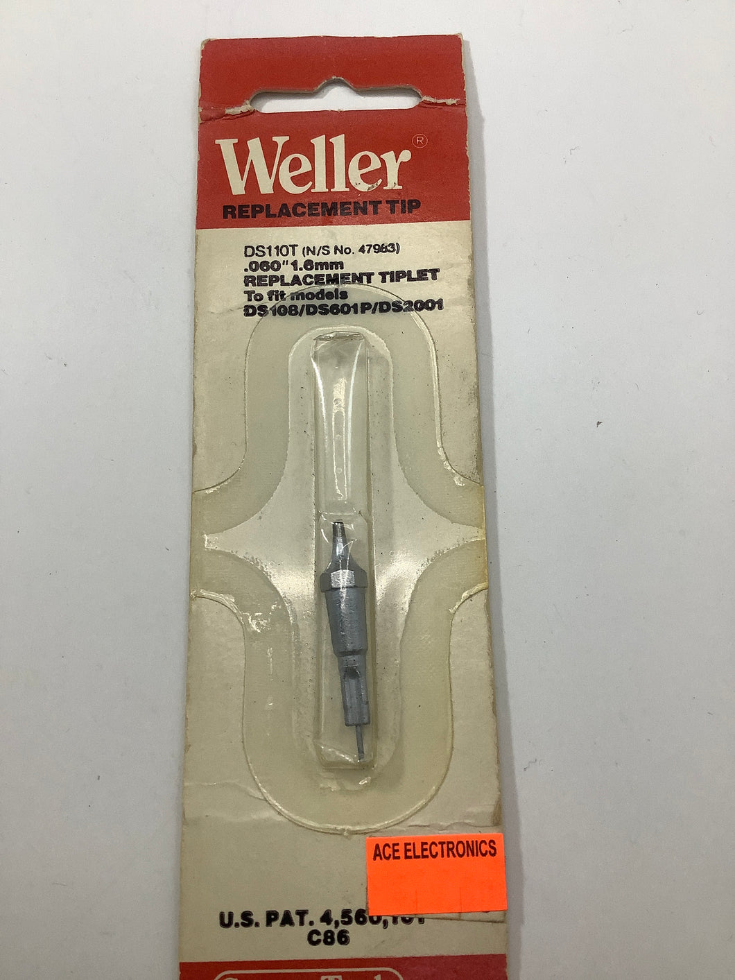 DS110T - WELLER - Weller Replacement Tiplet .060”
To Fit DS108/DS601P/DS2001