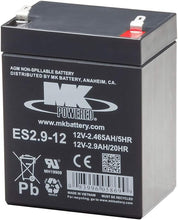 Load image into Gallery viewer, 12V 2.9A Sealed Lead Acid Battery Tab=.187, ES2.9-12
