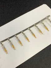 Load image into Gallery viewer, 770901-3 -50 - AMP - CONN PIN 22-26AWG GOLD CRIMP, Chain Form, 50 contacts per package. Quantity Shown Available = 50 Packs.
