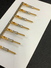 Load image into Gallery viewer, 66098-9 -25 - AMP - CONN PIN 16-18AWG GOLD CRIMP, Chain Form, 25 contacts per package. Quantity Shown Available = 25 Packs.
