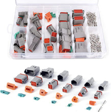 Load image into Gallery viewer, 94 Piece Deutsch DT Connector Kit, 2/3/4/6/8/12 Pin Waterproof Connector IP67 Heavy Duty Electrical Plug with 35 Pairs Stamped Contacts 13Amps Terminals Pin Sockets for 18-14AWG
