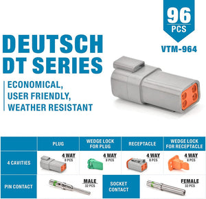 96 Piece Deutsch DT Series 4 Way Accessory Kit