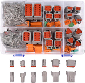 174 Piece DT Series Deutsch Connector Kit 2 3 4 6 8 12 Pin Connectors with Size 16 Stamped Contacts