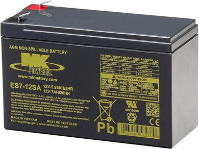 12V 7.2 AH  Sealed Lead Acid Battery Tab=.187, ES7-12SA