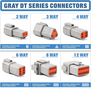 519 Piece DEUTSCH DT Connector Kit in 2,3,4,6,8,12 Pin Configurations, Size 16 Stamped Formed Contacts