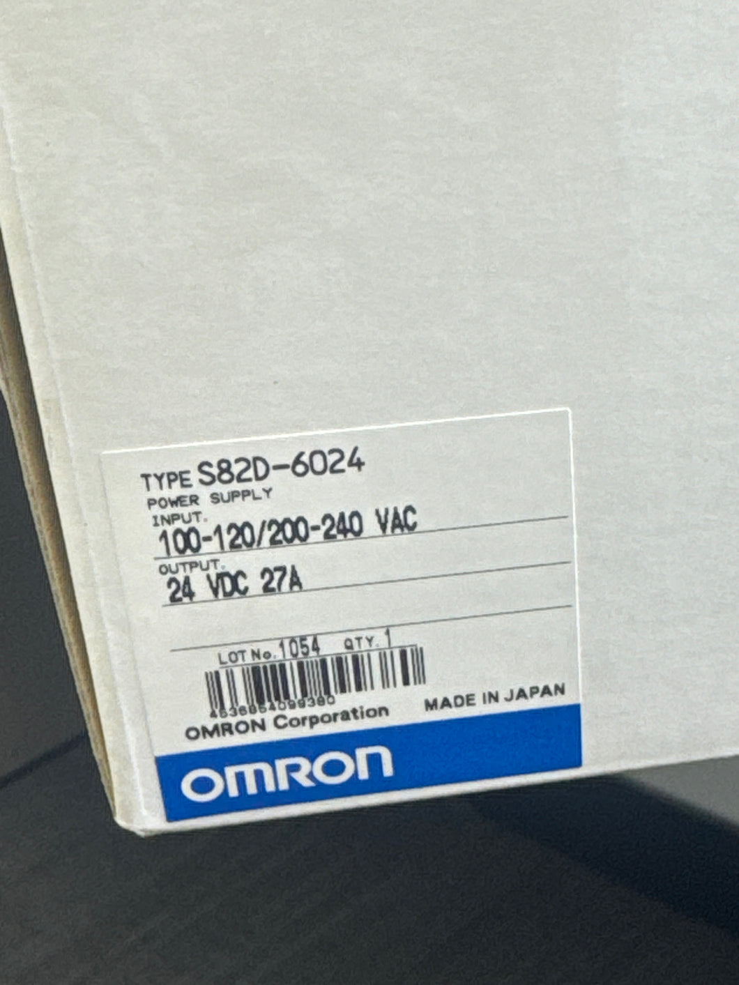S82D-6024 - OMRON - INPUT 100-240VAC /OUT 24VDC 27 AMP  POWER SUPPLY