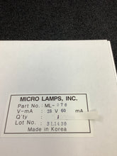 Load image into Gallery viewer, ML-376 - MICRO LAMPS - 28.0 Volt 0.06 Amp 1.68 Watt T1-3 Miniature Bulb Midget Flange
