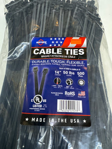 14" 50lb UV Black Ties 500 PACK - MB14-50BLK-D - Mayhew Steel Products Inc.