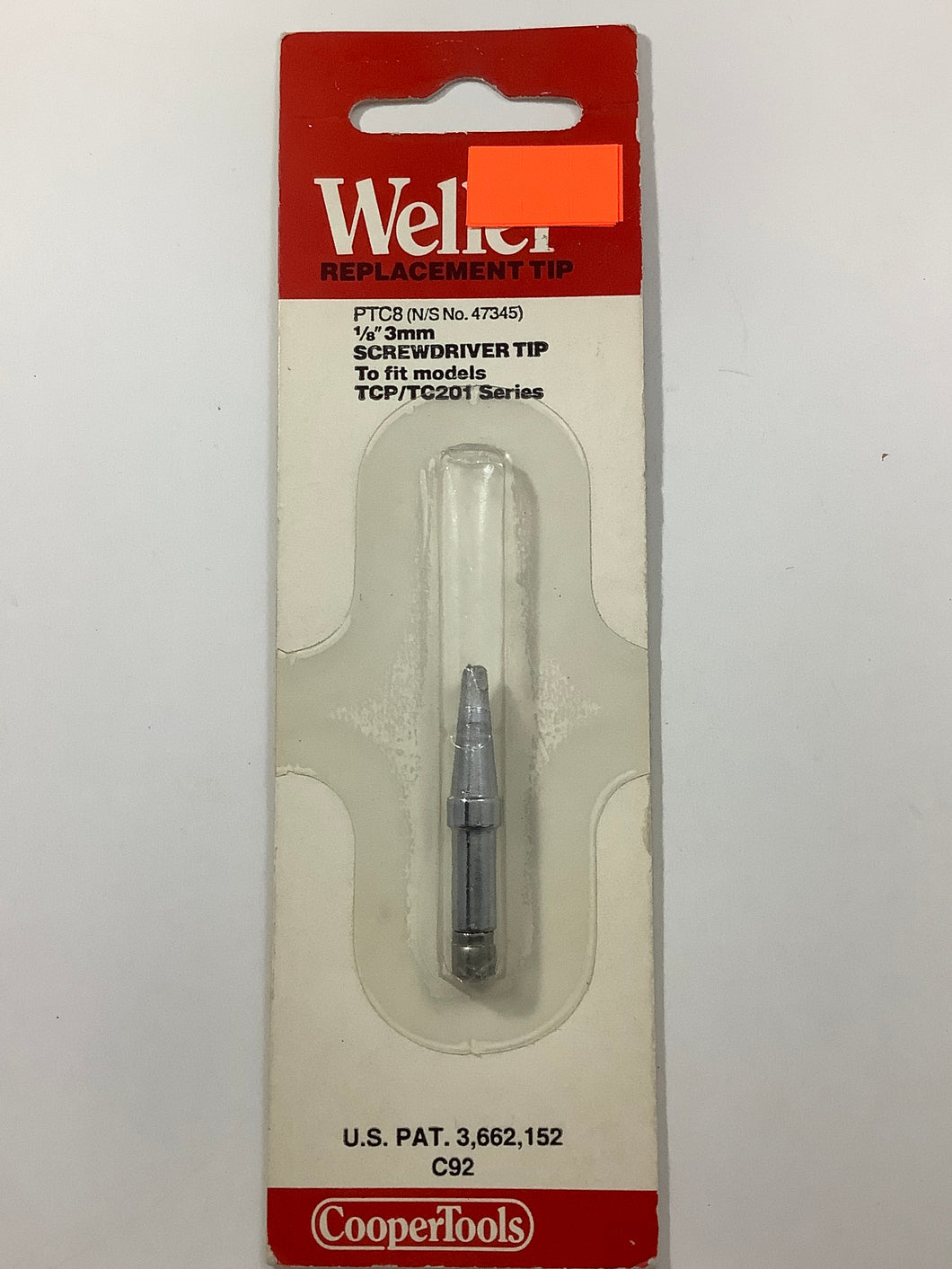 PTC8 - weller - Soldering Tip,Solid Copper,Plated With Iron,Iron,Screwdriver,0.125 in