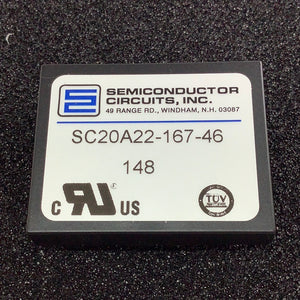 SC20A22-167-46 - SEMICONDUCTOR CIRCUITS - DC-DC CONVERTER INPUT 18-75V DC
OUTPUT +/-12V 840MA