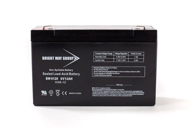 BW 6120 F1  6V 12 AH Sealed Lead Acid Battery Tab=.187, 0038-6