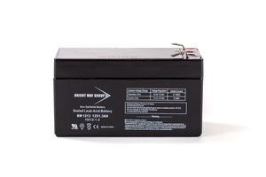 BW 1213 12V 1.3 AH  Sealed Lead Acid Battery Tab=.187, 0088-1