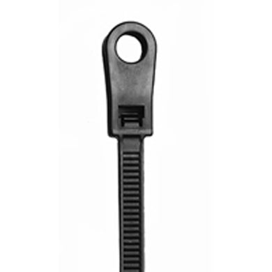CABLE TIE 8IN UV BLACK, W Mounting Hole, 04-0750MH0