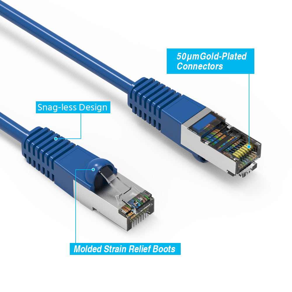 25Ft Cat6 Shielded (SSTP) Ethernet Network Booted Cable Blue
