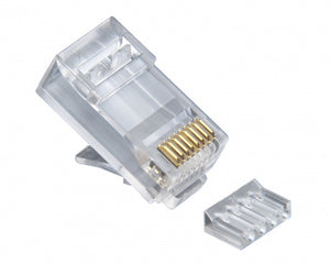 RJ45 (8P8C) Cat6 2pc. Round-Solid 3-Prong.  25/Clamshell., 106187C