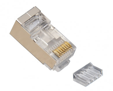 RJ45 (8P8C) Shielded Cat6 2pc Round-Solid 3-Prong w/Liner 100/Jar, 106206J