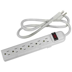 3Ft 6Outlet Surge Protector 15A, 90J, 215001