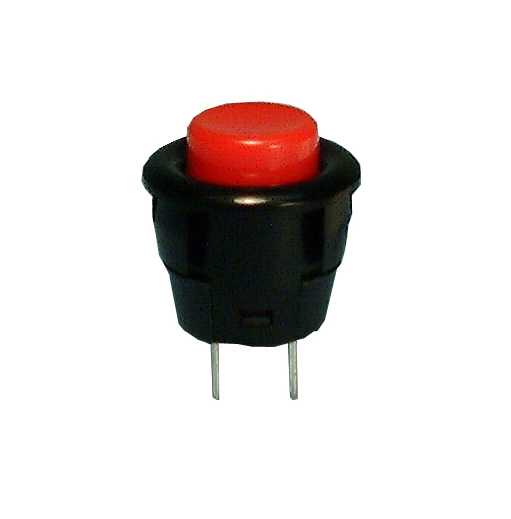 Push Button, SPST 3A @125V, (On)-Off, Red Butt., 30-2295