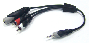 3.5mm Stereo/M-(2) RCA/M+1/4" Stereo/F, 44-327
