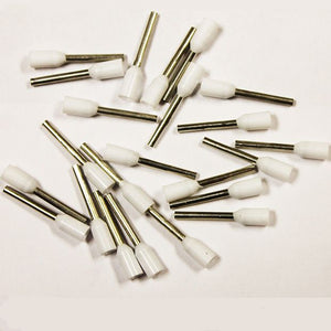 INSULATED WHITE WIRE FERRULES, 20 AWG X 16MM, 100 PCS