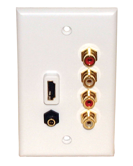 HDMI+(4) RCA Audio+3.5mm St. Jack Wall Plate, 75-1065