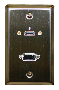 Wall Plate HDMI + VGA Stainless Steel, 75-609