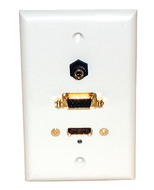 Wall Plate HDMI + VGA+ 3.5MM Audio White, 75-629