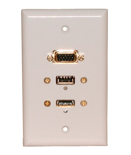Wall Plate HDMI + VGA+ USB White, 75-639