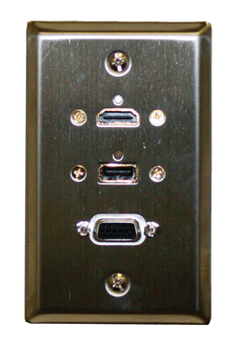 Wall Plate HDMI+VGA+USB Stainless Steel, 75-648