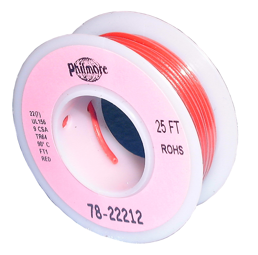78-22212 - Philmore - Red 22 AWG Stranded Hook-Up Wire 25Ft UL1007 300