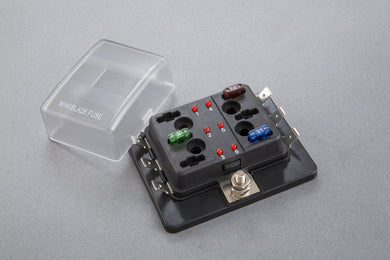 6 SLOT FUSE BLOCK W COVER AND LED, BLM-I-306
