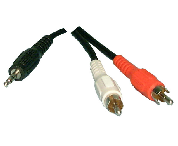 Stereo Adapter Cable Stereo Mini Phone Plug / (2) RCA Plugs 12', CA31