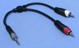 Audio Cable, Stereo 3.5mm Plug / (2) RCA (M) 6", CA46