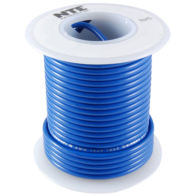 100’ Hook-Up Wire 18 Awg, Stranded, Blue, WH18-06-100