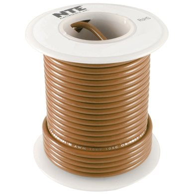 25’ Hook-Up Wire 22 Awg, Stranded,  Brown, WH22-01-25