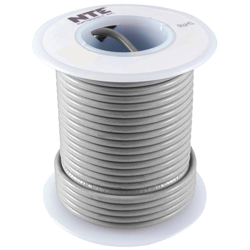100’ Hook-Up Wire, 12 Awg, Stranded, Gray, WH612-08-100