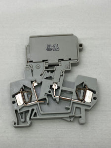 281-611 - WAGO Fused Terminal Block, 2 Positions, 28 AWG, 12 AWG, 4 mm², Clamp, 10 A