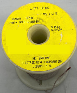 18 Awg LITZ WIRE, Const 16/30 75ft spool