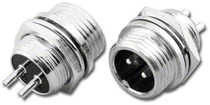 M12-2MP-P - 2 Pin Male M12 Panel Front Mount Connector