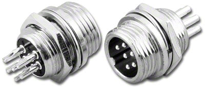 M12-6MP-P - 6 Pin Male M12 Panel Front Mount Connector
