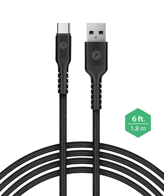 6FT BRAIDED USB-A/USB-C CHARGE N SYNC , PP-TYA-TYC-BR-BLK