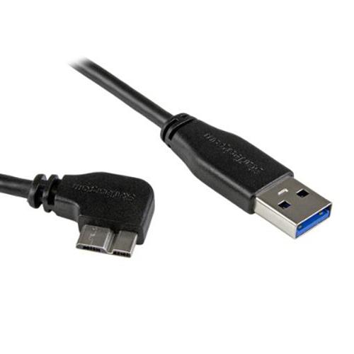 Seks rangle Takke USB3AU2MRS - StarTech.com 6ft Slim Right-Angle Micro USB 3.0 Cable - M